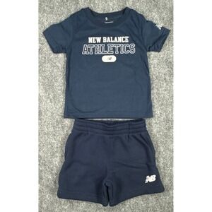 New Balance Athletics Kids 2T Navy Blue 2PC Short Set Tee and Shorts NWT